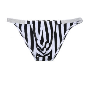 กางเกงในเซ็กซี่ชุดชั้นในชาย Zebra-stripes Bulge POUCH กางเกงกางเกง Man เงาเอวบิกินี่ Slips hombre