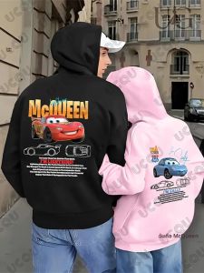 Lightning Mcqueen และ Sally พิมพ์คู่ Hoodie สําหรับผู้ชายผู้หญิงฤดูใบไม้ร่วงฤดูหนาว Vintage ผ้าฝ้ายเสื้อแขนยาวเสื้อลําลอง