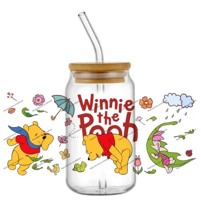 Funko | Hotsale UV DTF 3D Lovely Retro Winnie Pooh Stickers 16oz Glass Can Cup Waterproof Handicrafts Transfer Wrap Coffee DIY Decals