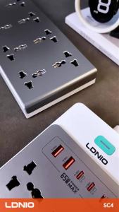 LDNIO | LDNIO 65W 13-in-1 Power Strip Surge Protection 2M Extension Cord Universal Outlets EU KR UK US Plug USB C Fast Charging Station