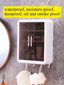 Waterproof Bathroom Cabinet – Wall Mounted Makeup & Toiletry Organizer with Multi-Compartments | Easy Install Storage Shelf