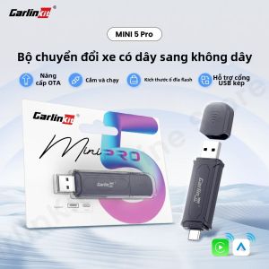 Bộ Chuyển Đổi Không Dây Carlinkit Mini 5 Pro - Nâng Cấp Carplay & Android Auto Di Động Cho Hệ Thống Ô Tô Thông Minh BLE/Wi-Fi FOTA Tương Thích Với iPhone 6+ & Android 11+