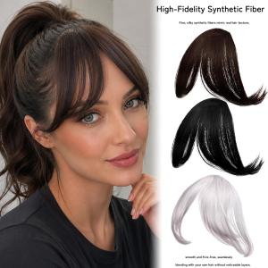 Synthesis Wig Middle-Part Bangs Hair Extensions Clips In Forehead Natural Seamless French Oblique Bangs Eight-Character Bangs