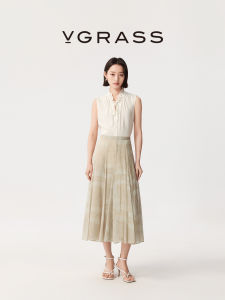 V·grass/V-GRASS | Váy Dài Phong Cách Ren Thêu Lụa Chiffon Pháp Elegance