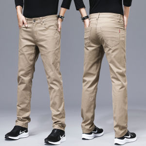 Pure Cotton Mens Casual Pants Loose Straight Leg Long Trousers Autumn Winter Business Casual Pants Fleece Lined New 2025