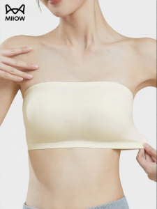 MiiOW | Non-Slip Gathered Strapless Bralette for Small Chests Invisible and Seamless Back Beauty