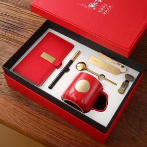 PINZHUOHAOLI | Customizable Logo Engraving Business Gift Set Bookmarks USB Drive Notebook Pen Mug Set
