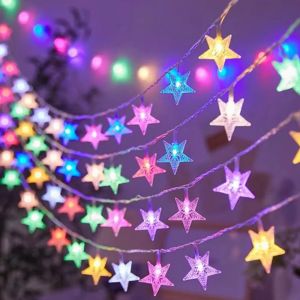 Battery Power Star Led Lights Garland Fairy String Christmas Outdoor Lamp Garden Bedroom Room Wedding Party Decoration