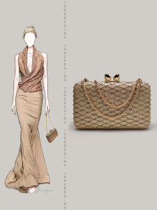 Elegant Geometric Pattern Evening Bag for Women Shiny Diamond Clutch Crossbody Square Bag Matched with Cheongsam Dresses