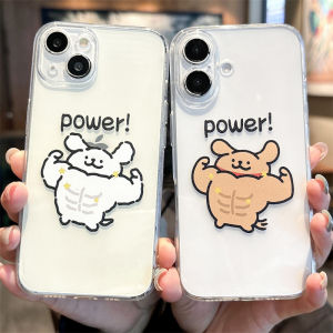 Cute Muscle Dog Couple Phone Case Creative Cartoon Protective Shell for iPhone 16 15Pro Max 13 14Plus 12Mini 17 Apple Accessories