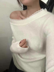 HUOLISI | Lace Trim Grey Knitwear