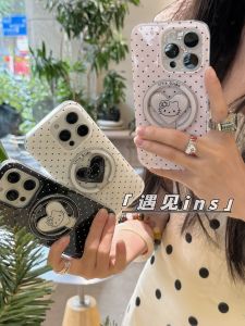 เคสโทรศัพท์มือถือแบบโลหะดูดซับแม่เหล็กลายจุดคลาสสิกสำหรับ iPhone 16 pro Max Apple 15 โทรศัพท์มือถือแบบนุ่มขอบป้องกันการตกหล่น