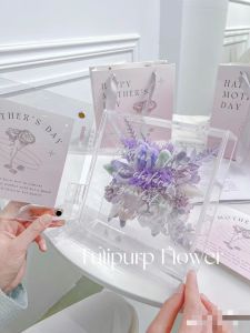 Transparent Acrylic Dried Flower Box DIY Creative Dried Flowers Fold Photo Frame Teachers Day Womens Day Group Building Square