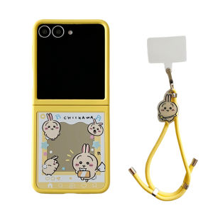 Samsung Zflip5/6/7 Magnetic Absorption Cartoon Girly Flip Phone Case Mirror Electroplating Stand Protective Cover Female Model