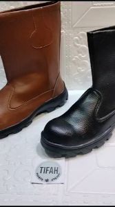 PROMO SEPATU SAFETY BOOTS TINGGI UJUNG BESI ANTI SLIP PRIA