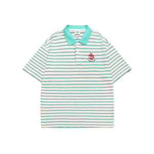 Guuka Summer Stripe Short Sleeve Polo Shirt Mens T-shirt Trendy Dopaamine Embroidery Shoulder Half Sleeve Fit Cotton Youth Fashion