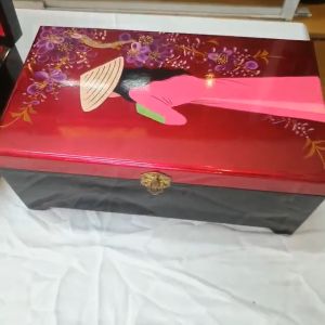 Hộp nữ trang 2 tầng có chân đế Sơn Mài Cao Cấp size 17.5x30.5x12.5 cm đựng đồ trang sức vật dụng làm quà tặng....