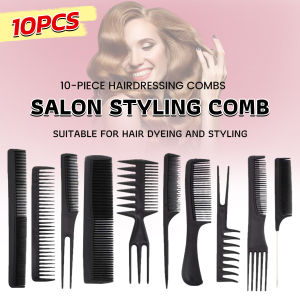 BIBLIO 10 Pcs/set Styling Comb Black Professional Salon Hair Styling Barbers Brush Combs Set