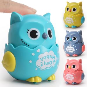 Kids Classic Wind Up Interactive Owl Shaped Press Mechanical Sliding Toys Toys for Boys Girls Birthday Xmas Gift
