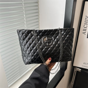 Large Capacity Rhombus Womens Shoulder Bag 2023 New Fashion Chain Handbag Tote Shopping Bag Vintage Soft PU Leather Bag