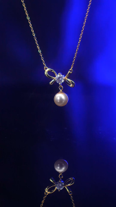 LOVETIA Kalung Mutiara Busur Moissanite Wanita Perhiasan Necklace Sertifikat GRA Original XMZ097