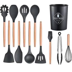 Heat-Resistant Wooden Handle Silicone Kitchen Set
