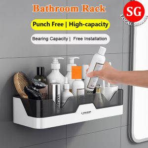🇸🇬【SG stock】Punch Free Bathroom Shelf Toilet Rack Bathroom Storage Shelf Organizer  Bathroom Accessories Organizer Toilet Shelf Wall Mounted Bathroom Shelving Bathroom Organizer