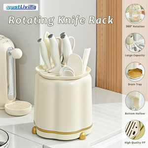 Justliving 1 cái Giá đựng đũa dao đa năng xoay 360 ° kiểu kem sang trọng giá đựng nĩa thìa giá đựng dao kéo nhà bếp có ngăn đựng dao/giá đựng đũa sức chứa lớn