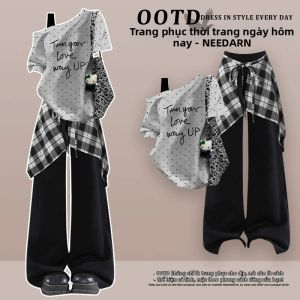 NEEDARNA | Bộ Quần Áo Mới Áo Thun Dài Tay Một Vai