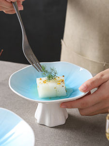 Đĩa Trang Trí Bằng Gốm Cao Cấp Có Chân Đĩa Đựng Trái Cây Đĩa Ăn Nhẹ Đĩa Tráng Men Trắng Đĩa Tròn Không Đều Đồ Dùng Ăn Uống