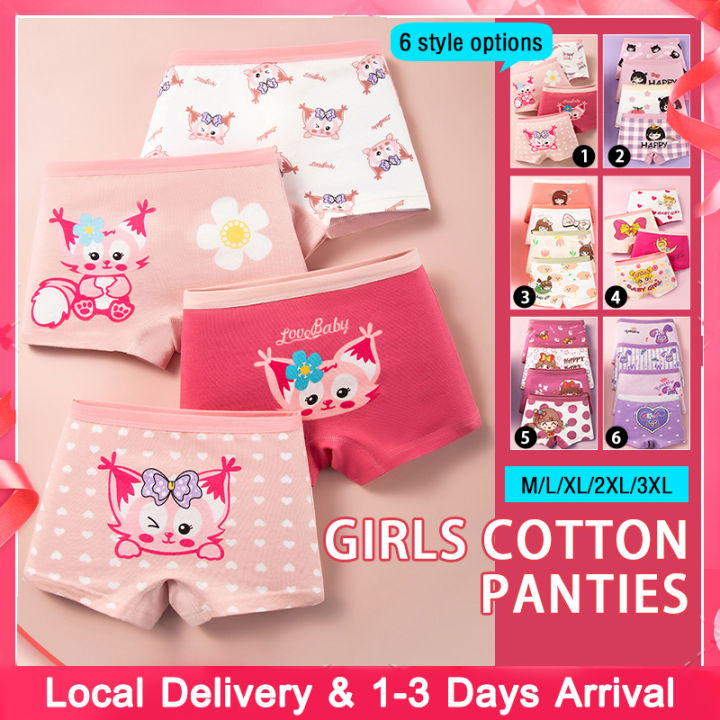 Kids Panties 4Pcs Girl Underwear Cotton Soft Kid Baby Panties Seluar ...