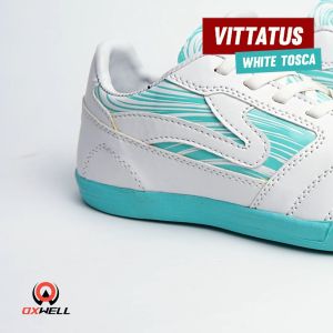 Oxwell Vittatus - Sepatu Futsal Anak Laki Laki Junior Lokal Brand Berkualitas Putih Tosca