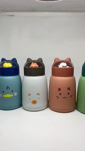 Botol Minum Kaca Tumbler Karakter Face Cat Tumblr Hadiah Ultah Souvenir Anak 350ml