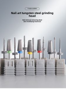 Tungsten Steel Nail Drill Bit Flat Head Conical Column Grinding Head Tool for Nail Beauty Any Skin Type Normal Specification