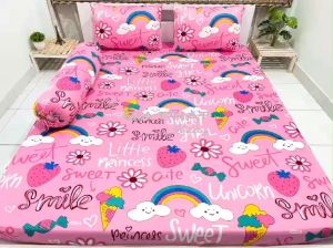 Bộ ga giường Ga trải nệm Thun Lạnh Hàn Quốc 4 món (1 ga bọc + 2 vỏ gối nằm + 1 vỏ gối ôm)