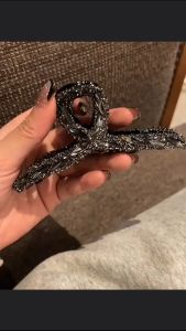 F4 Jepit Rambut Salon Jumbo 11cm Transparan Rhinestone Bentuk Simpul Jedai Akrilik HCT007