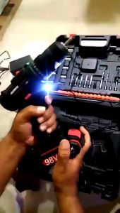 Multi functional drill tool set with three 1200mAh battery cells suitable for construction sites house decoration etc