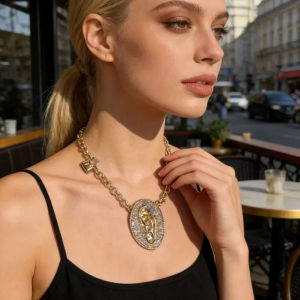 Exaggerated Metal Alloy Ears Charms Pendant Necklace For Women Fashion Jewelry Vintage Long Chain Necklace Accessories