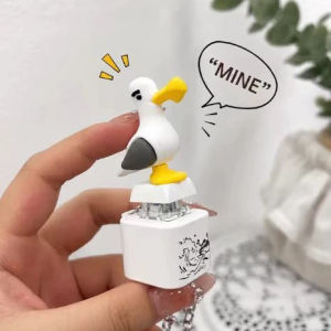 Creative Mine Seagull Sound & Light Keychain Stress Relief Mechanical Button Fidget Toy Luminous Decompression Keyboard Key Pendant