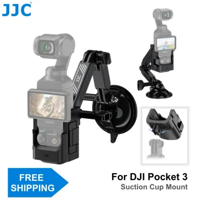 JJC Giá Hút Chân Không cho DJI Osmo Pocket 4P 4 4 Pro Pocket 3 – Đế Gắn Xe Hơi Gập Gọn Tháo Rời Gắn Kính Chắn Gió Bảng Điều Khiển Nắp Ca-pô Kèm Ngàm Cold Shoe