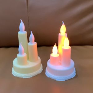 Three-headed LED Candle Battery Powered Flameless Candle White Birthday Party Wedding Decoration