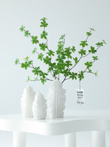 Bình Hoa Gốm Sứ Màu Trắng Cảm Giác Cao Cấp Đồ Trưng Bày Sứ Phòng Khách Đồ Treo Đồng Hồ Đơn Giản Hiện Đại Bình Cắm Gỗ