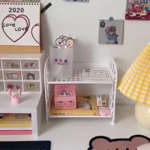 DFANCCIE Rak Plastik Mini PRAKTIS 2 Susun Serbaguna Tempat mainan Make up Bumbu