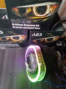 Shroud Projector BiLED Acrylic 3incs Angel Eye Akrilik Crystal 5D SATU SET KANAN KIRI Projie HID Motor Mobil