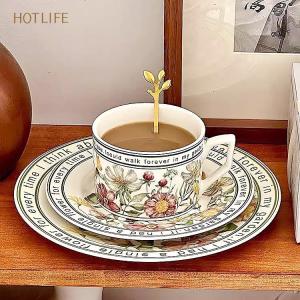 Nordic Style 240ML Coffee Cup and Saucer Set Ceramic Mug Dessert Plate Dim Sum Dish Gift Packaging