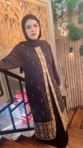 Abaya Fitri / Abaya Bordir Hitam Swarovski / Abaya Anggun AF03