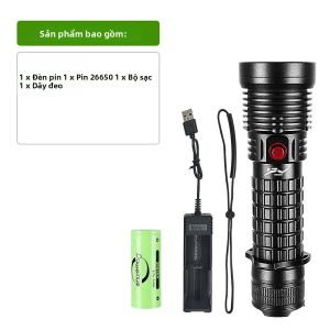 IPX8 Đèn Pin Lặn Chuyên Nghiệp 300M Đèn Lồng Dưới Nước Công Suất Cao Đèn LED Kép Đèn Pin Lặn Hợp Kim Nhôm Chống Nước Màu Đen