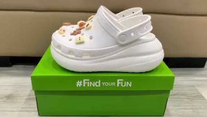 Giày sục crocs chuẩn xịn chống hôi chân nhựa tế bào êm mềm siêu bền đi mưa lội nước đi biển band crush đế cao 6cm màu trắng