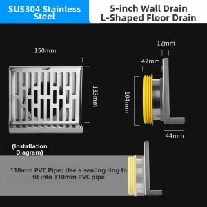 304 Stainless Steel Heavy Duty Wall Drain 50mm
