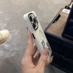 Creative Silicone Magnetic Absorption English Label Mobile Phone Case for  13 pro Max 12 pro 11 with Full Camera Protection